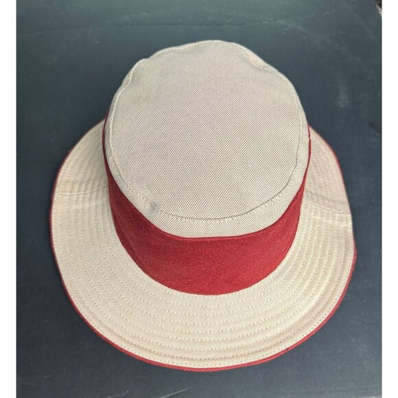 Chapeaux Motsch for Hermés Beige Burgundy Canvas Bucket Hat 56 - Picture 3 of 11